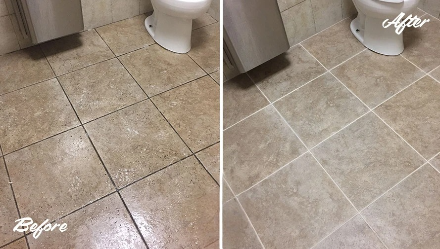 Bathroom floor tile grout stain removal before and after Dubai